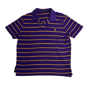 Polo Ralph Lauren mens 2XL XXL purple gold stripe soft cotton polo shirt EUC